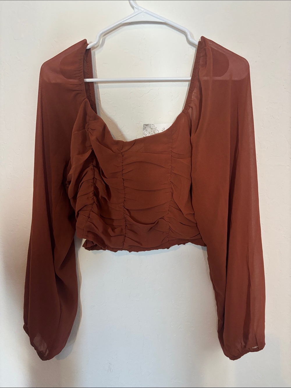 Altar'd State Rust Brown Ruched Crop Top